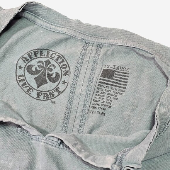 Affliction 2XL Graphic Tee “Lost Souls” Skull Wings Biker Grunge MMA Style - Picture 4 of 9